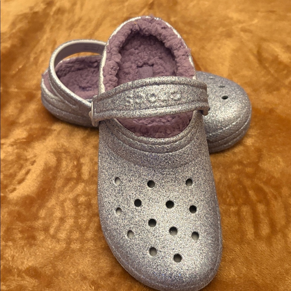 Crocs Purple Lined Glitter Clogs